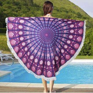 Purple Floral Mandala Beach/Pool Towel/Room Dorm Mat for Teens/College/Decor